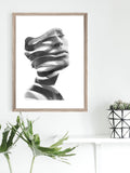 Brookpace Lascelles black sculpture artwork wood frame 30x22 inches - British product