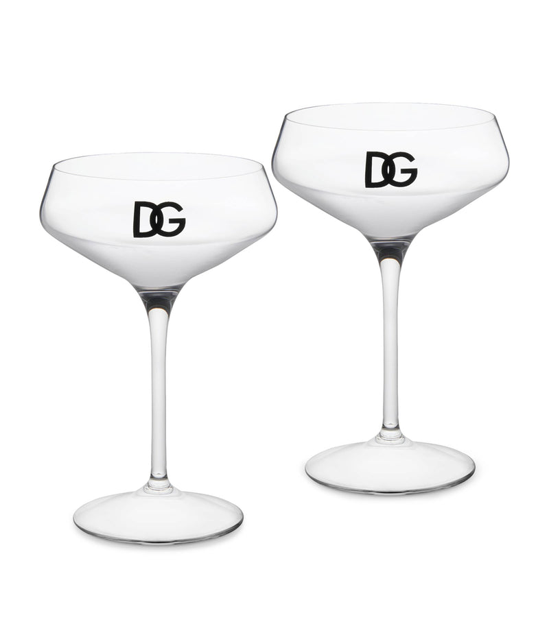 Dolce&Gabbana logo martini glasses set of two, 17cm height - British product