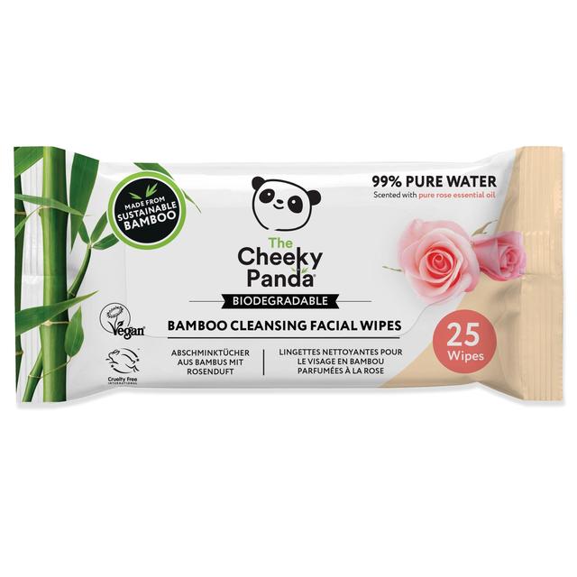 The Cheeky Panda Bamboo Facial Cleansing Wipes Rose Scented 25 per pack GOODS M&S