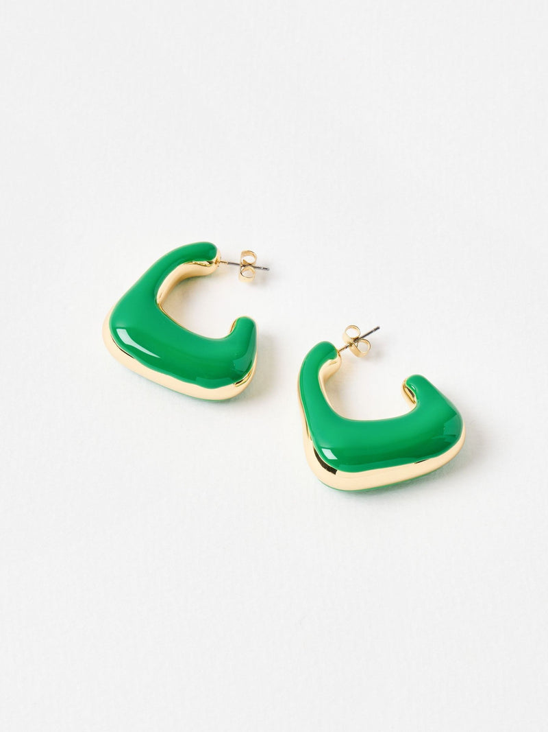 Oliver Bonas green puffy hoop earrings, UK version