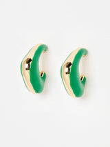 Next Oliver Bonas Green Dalia Green Puffy Hoop Gold Tone Earrings- Buy online at McGrocer