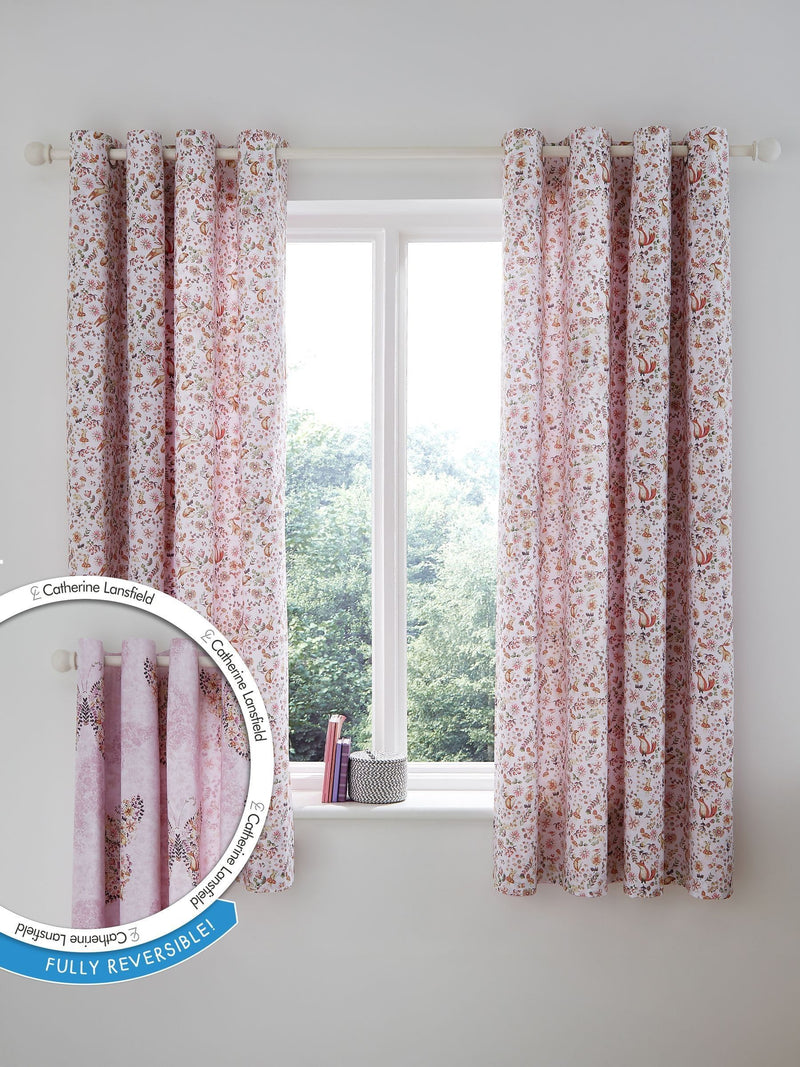 Catherine Lansfield pink butterfly curtains 168x183cm, imported from the UK