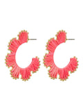 Oliver Bonas pink woven curved edge hoop earrings, imported from the UK