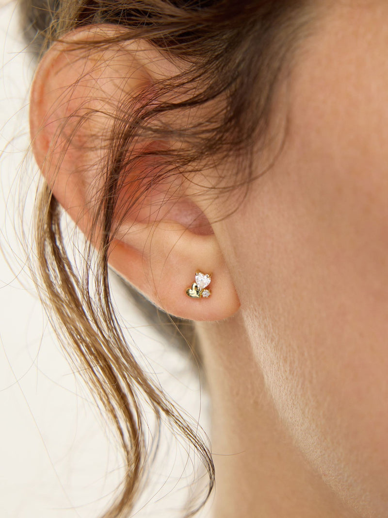 Oliver Bonas gold plated heart cluster stud earrings (British brand)