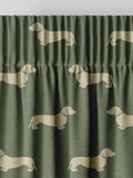 Emily Bond Peggy dachshund curtains fern green (British brand)