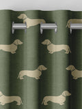 Emily Bond Peggy dachshund curtains fern green (British brand)