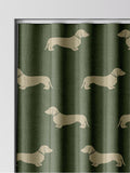 Emily Bond Peggy dachshund curtains fern green (British brand)