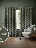 Emily Bond Peggy dachshund curtains fern green (British brand)