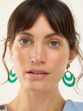 Oliver Bonas green woven hammered disc drop earrings - British product