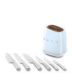 Smeg 6-piece knife block set with acacia wood and stainless steel knives (British brand)