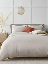 Stone Natural 400 Thread Count Egyptian Cotton Sateen Duvet Cover and Pillowcase Set