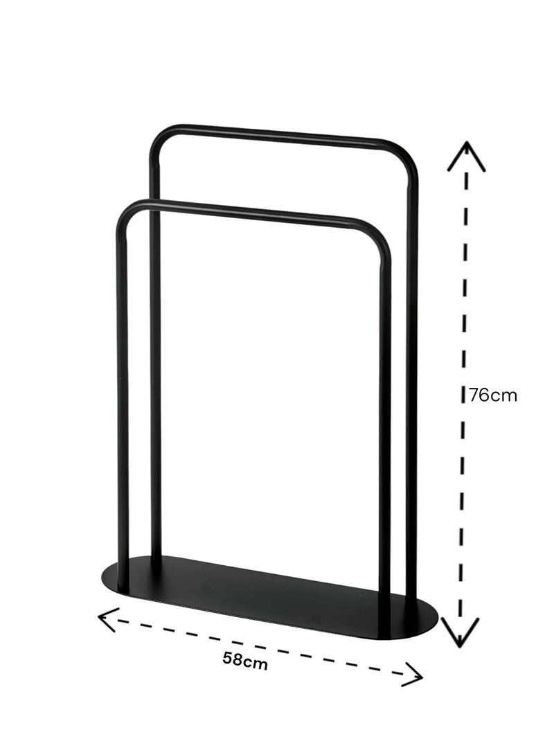 Showerdrape Black Aspen freestanding double towel stand 69x23x17cm (British brand)