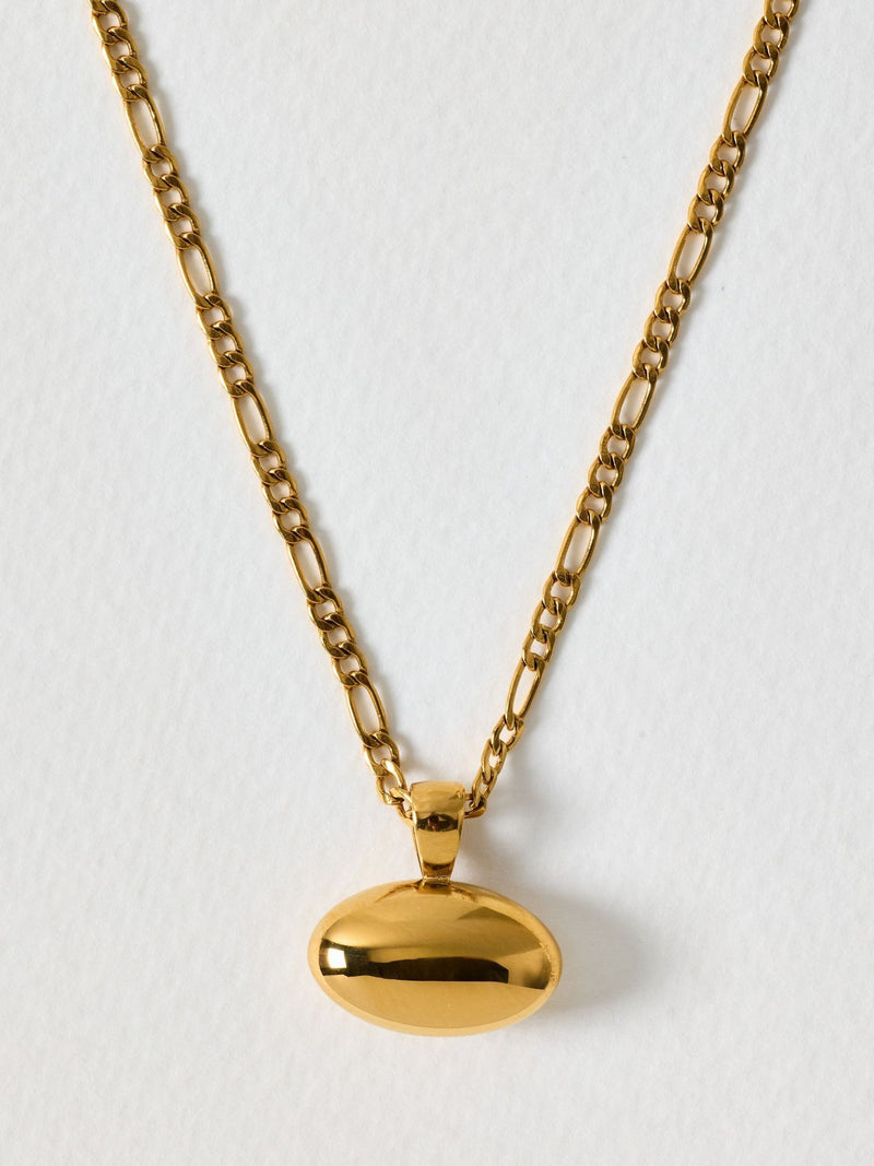 Oliver Bonas gold tone oval pendant necklace stainless steel, UK version