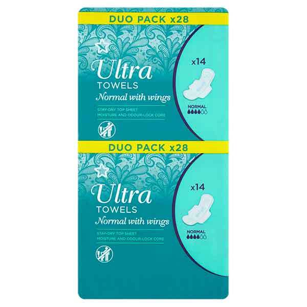 Superdrug Normal Ultra Sanitary Towels Wings Duo Pack x28 GOODS Superdrug