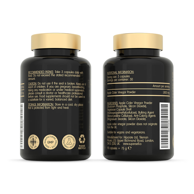 SuperSelf apple cider vinegar capsules 1800mg 90 capsules (British brand)