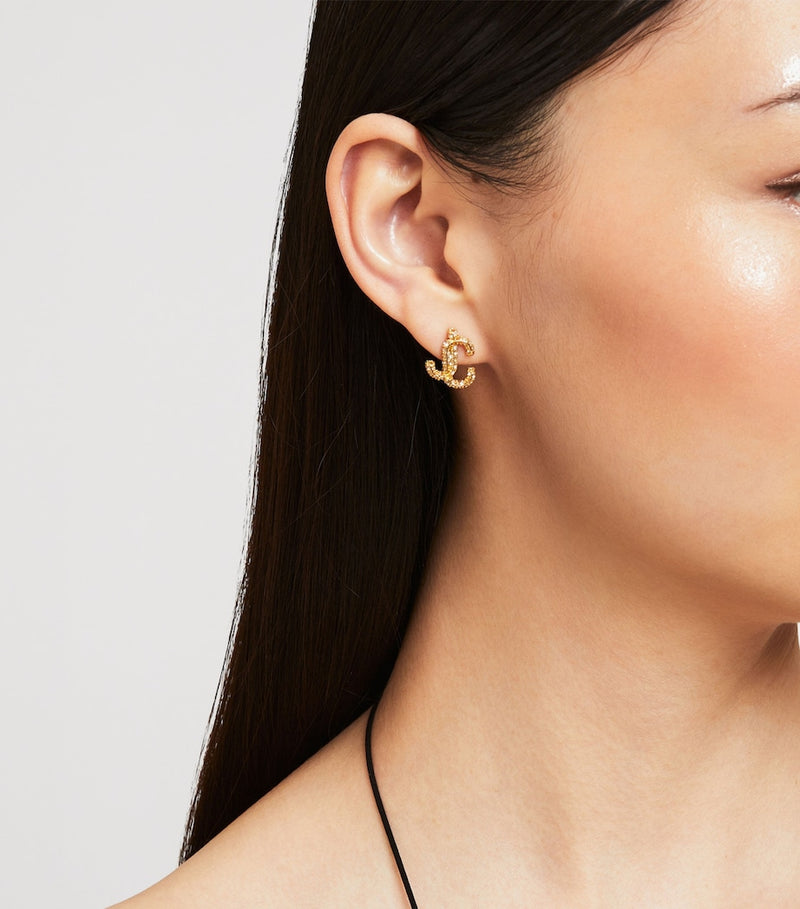 Jimmy Choo JC crystal-embellished stud earrings (British brand)