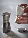 Silver stainless steel salt and pepper set (British brand)