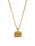 Oliver Bonas gold tone waterproof ridged disc pendant necklace, UK version