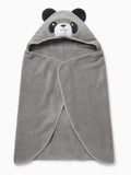 MORI grey Panda Panda cotton kids hooded towel - British product