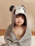 MORI grey Panda Panda cotton kids hooded towel - British product