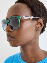 Next Oliver Bonas Green Tort Wavy Arm Preppy Sunglasses- Buy online at McGrocer