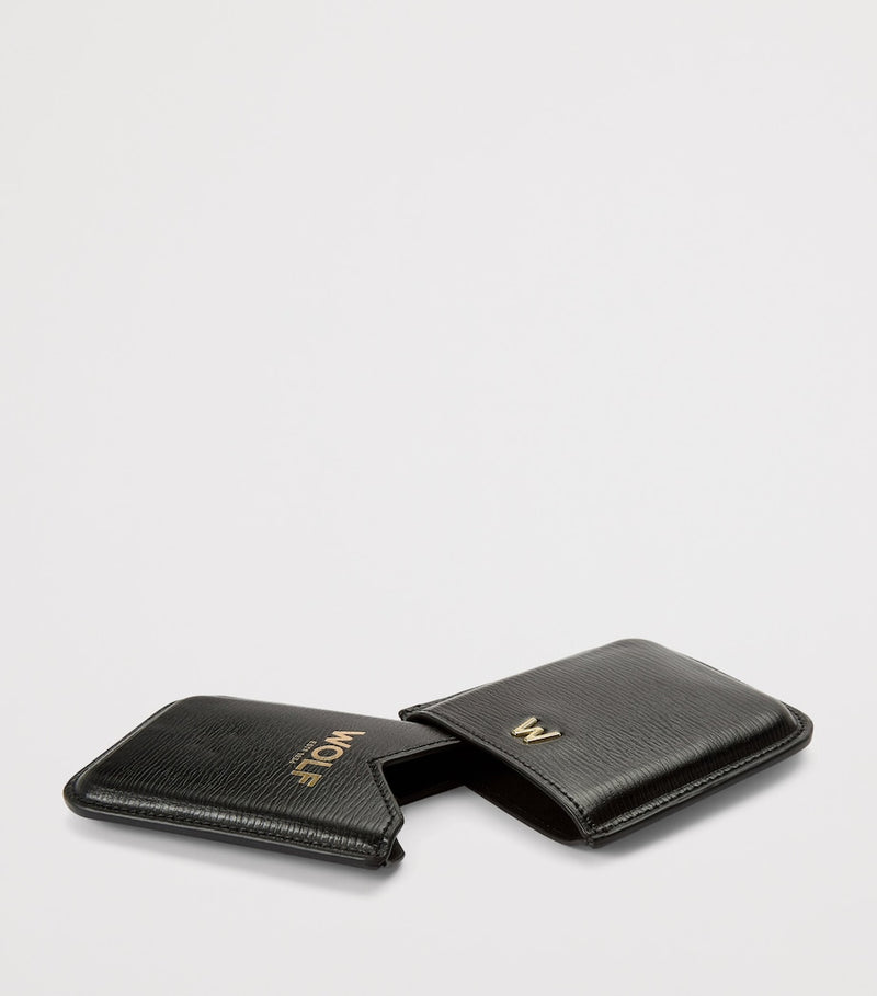 WOLF Leather W Moulded Card Holder compact design, imported from the UK