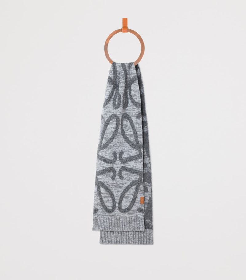LOEWE Anagram wool-cashmere scarf 28x180cm, imported from the UK