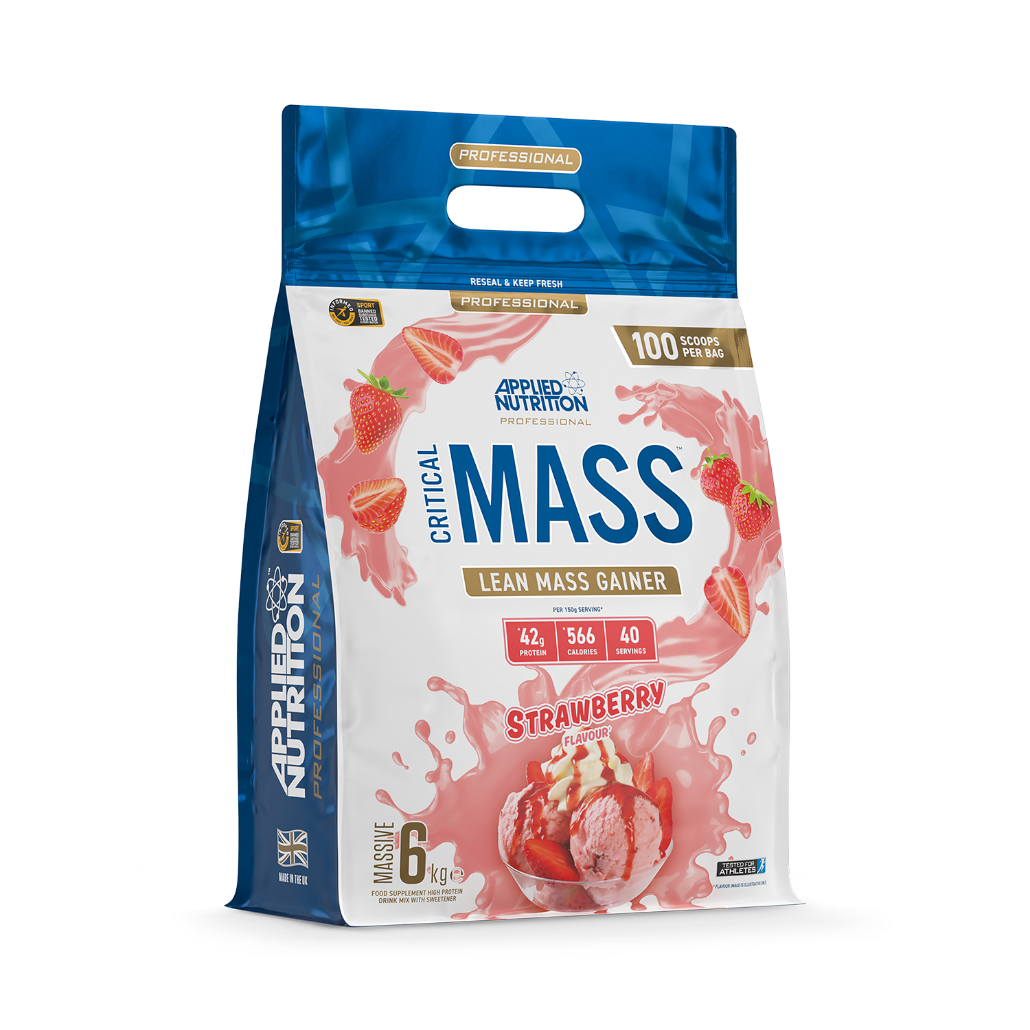 Applied Nutrition Critical Mass Professional Lean Mass Gainer Strawberry 2.4kg (16 Servings) - 999278