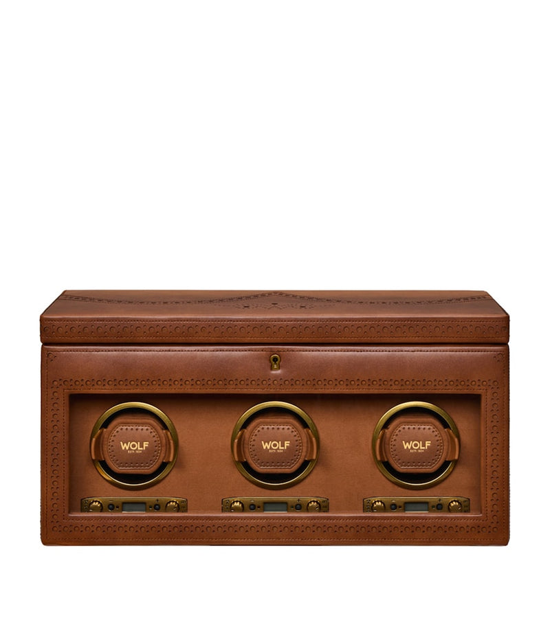 WOLF Brogue triple watch winder with storage, UK version