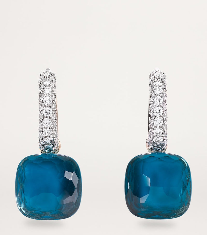 Pomellato Nudo drop earrings London blue topaz turquoise diamond, imported from the UK