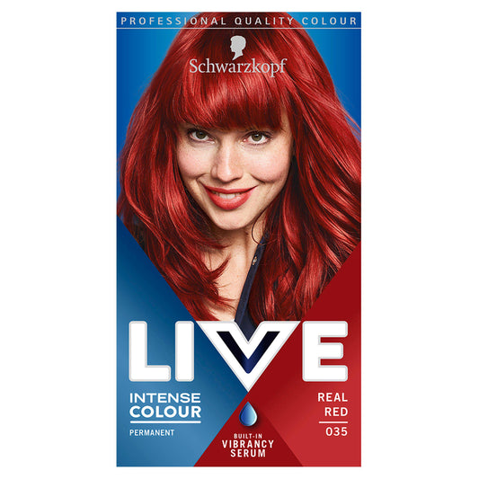 Schwarzkopf Live Intense Colour Permanent Hair Dye Real Red 035 Auburn Sainsburys   
