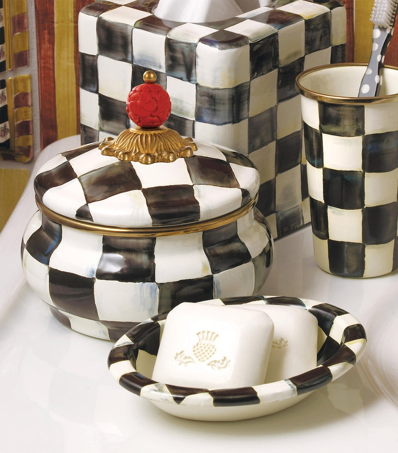 MacKenzie-Childs Courtly Check small squashed pot, UK version