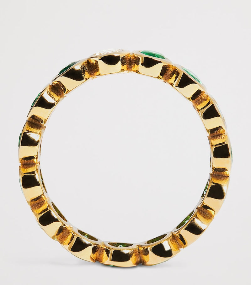 SHAY yellow gold diamond and emerald eternity ring (British brand)