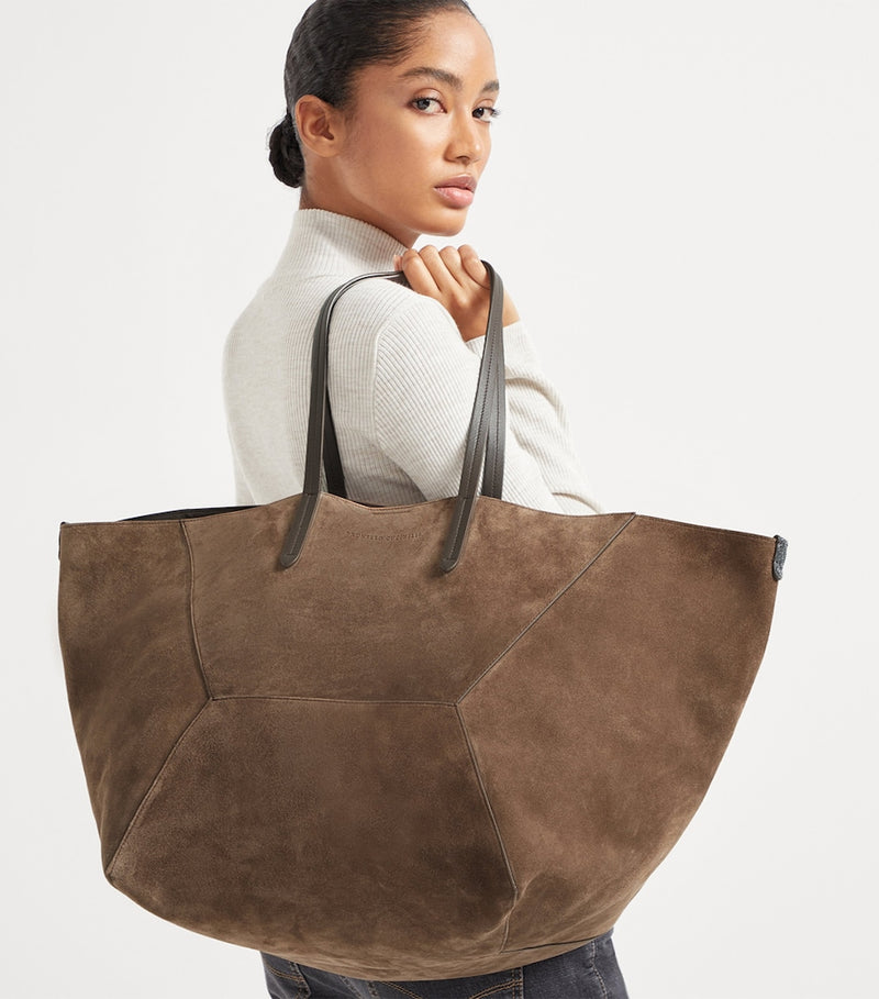 Brunello Cucinelli large suede duo tote bag (British brand)