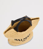 Balmain mini crochet woven tote bag with logo, UK version