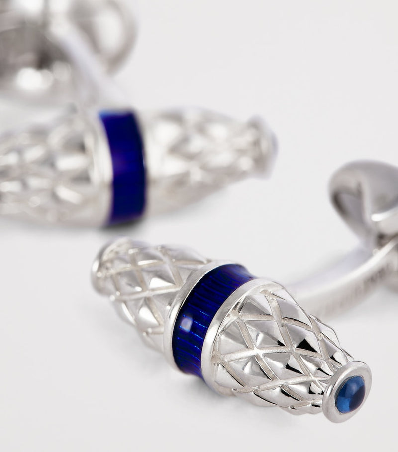 Deakin & Francis sterling silver sapphire cufflinks 0.8cm x 2.4cm (British brand)