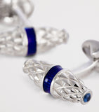 Deakin & Francis sterling silver sapphire cufflinks 0.8cm x 2.4cm (British brand)