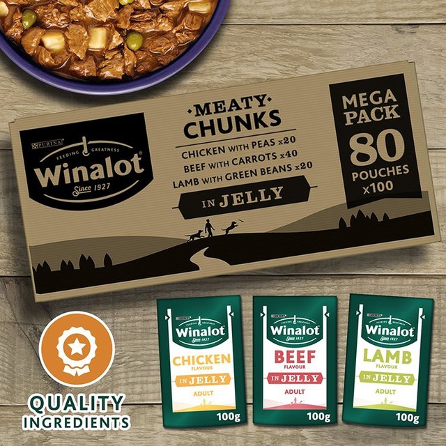 Winalot Meaty Chunks Mixed in Jelly Wet Dog Foody 80 x 100g GOODS M&S
