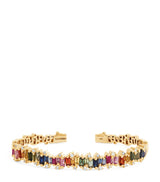 Harrods Suzanne Kalan Shimmer Audrey Bangle with Diamond and Rainbow Sapphire in Yellow Gold 14.6-15.2cm- Buy online at McGrocer