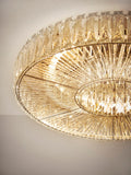 Clear Aria flush ceiling light with bugle bead diffuser (British brand)