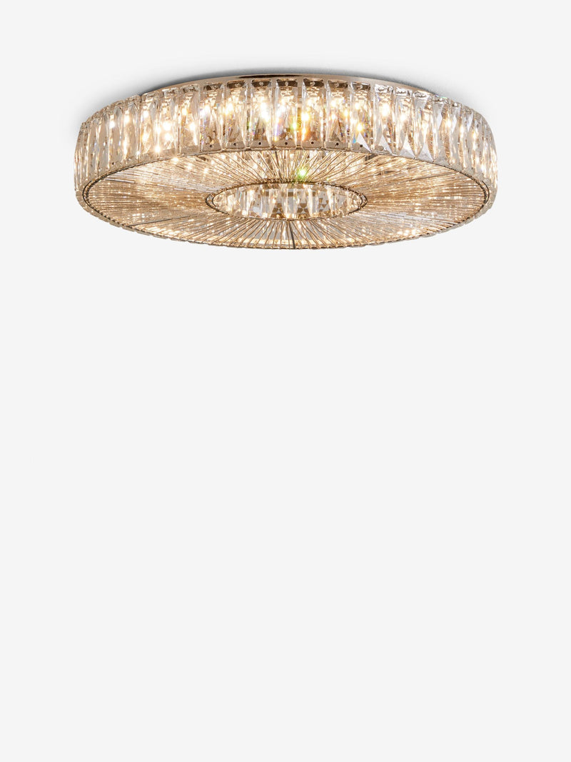 Clear Aria flush ceiling light with bugle bead diffuser (British brand)