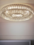 Clear Aria flush ceiling light with bugle bead diffuser (British brand)