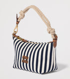 Miu Miu Stripe Logo pouch cotton grosgrain leather trims, imported from the UK