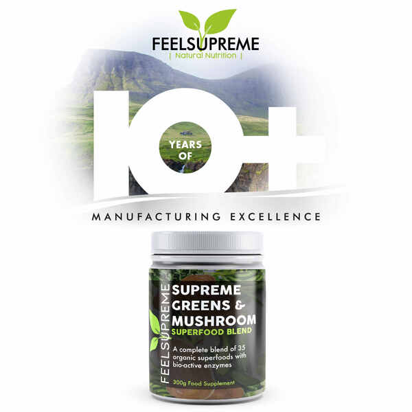 Feel Supreme supreme greens and mushroom blend 300g, imported from the UK