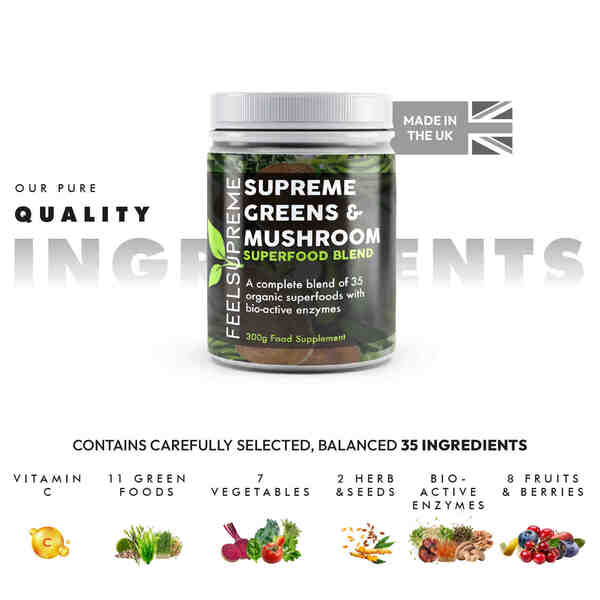 Feel Supreme supreme greens and mushroom blend 300g, imported from the UK