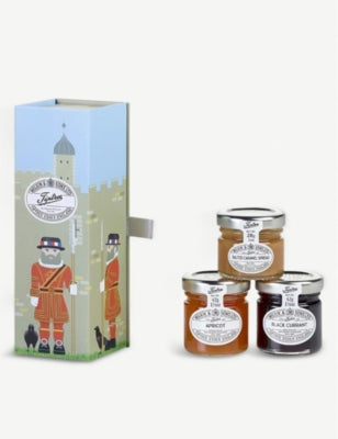 Tiptree Beefeater trio of mini jams gift set 400g, imported from the UK