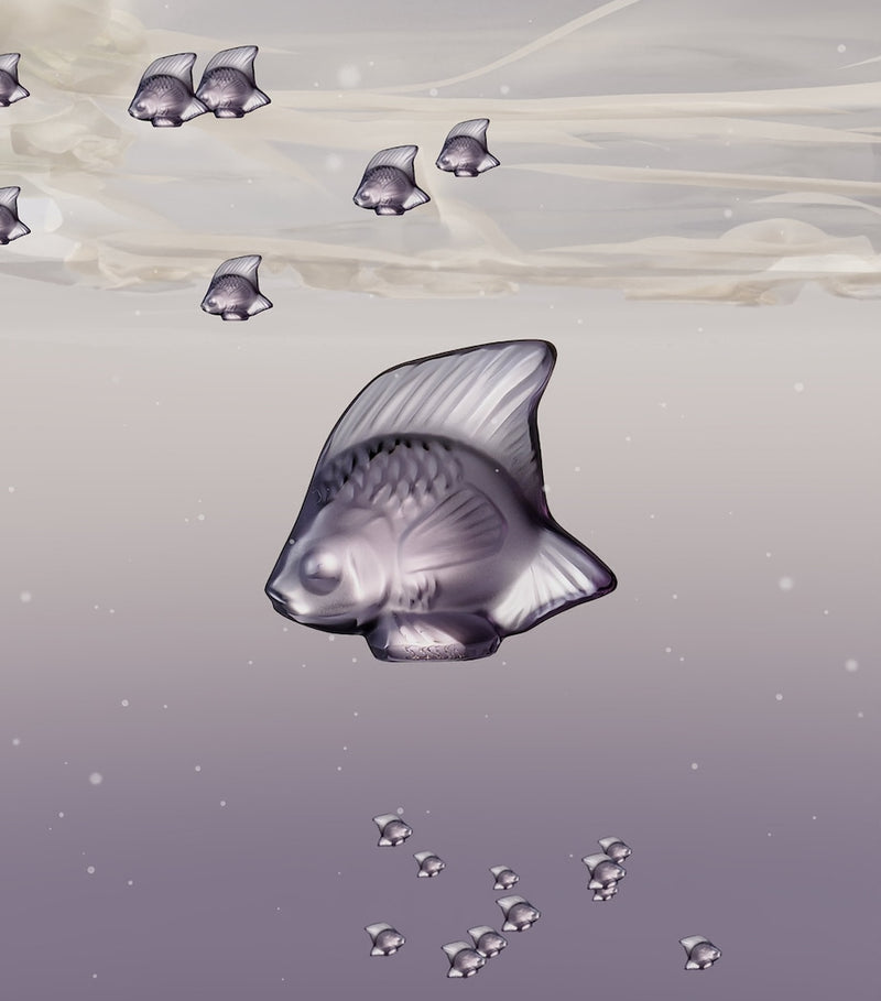 Lalique crystal fish sculpture purple, UK version