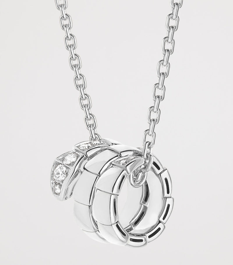 Bvlgari white gold diamond Serpenti Viper pendant necklace - British product