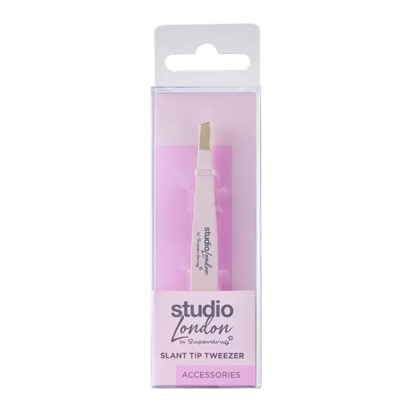 Studio London Slant Tip Tweezers stainless steel (British brand)