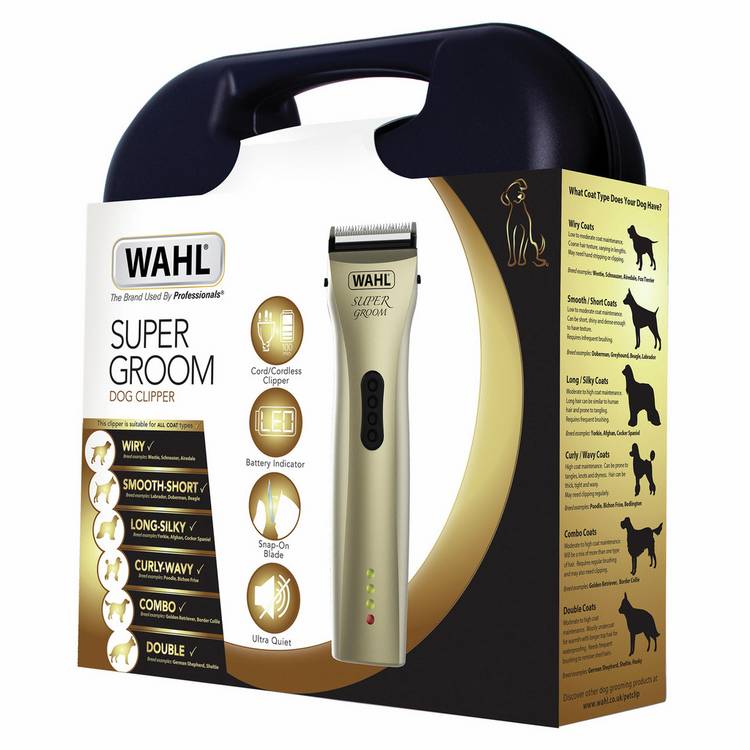 Wahl Super Groom Premium Rechargeable dog clipper kit (British brand)